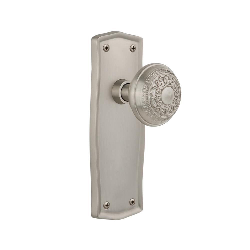Nostalgic Warehouse PRAEAD Complete Privacy Set Without Keyhole Prairie Plate with Egg & Dart Knob in Satin Nickel